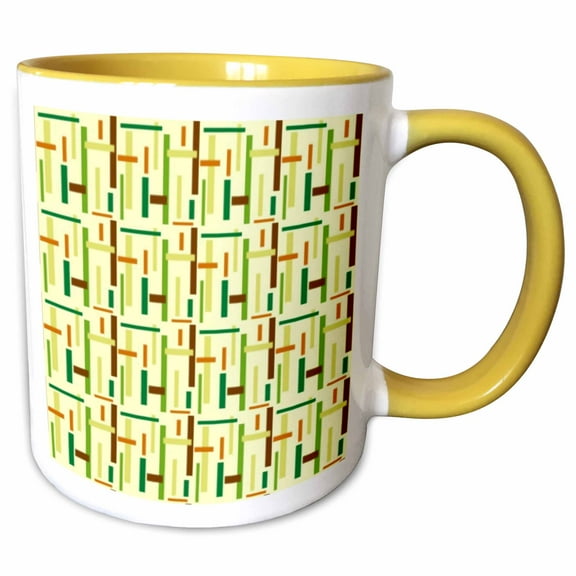 3drose, Green Line Deco, 15oz Two-tone Yellow Mug