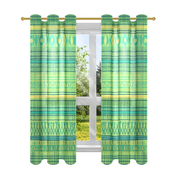 Green Line Design Semi Sheer Curtains for Living Room Bedroom Set of 2 Insulated Window Drapes