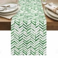 thumbnail image 1 of Green Line Table Runner - 36 Inch Long, Kitchen Dining Table Runner Dresser Scarves, Vintage Abstract Geometric Stripes Watercolor Farmhouse Decor for Coffee Tables Wedding Party Banquet, 1 of 8