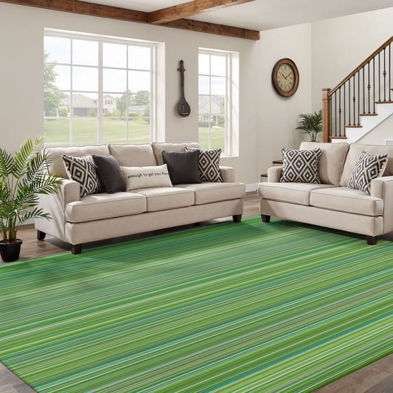 Green Linear Stripes Lines 6x9 Area Rug Living Room Rugs Modern ...