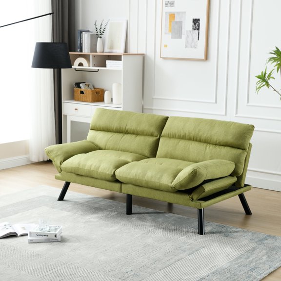 Green Linen 2 - Seat Sofa | Sofa for Various Indoor Spaces | Fresh Look and Cozy Experience