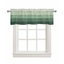 Green Linen Curtain Valance for Bedroom/Bathroom/Kitchen/Office/Living/Dining Room Window,Farmhouse Geometric Gradient Wood Stripe Retro Pocket Topper Drapes Decorative Cafe Drapery Panel 42"x12"