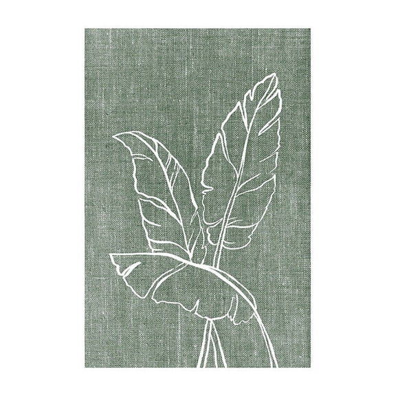 Green Linen Leaves Print Wall Art, Modern Wall Decor For Living Room Bedroom, 8x12 UNFRAMED