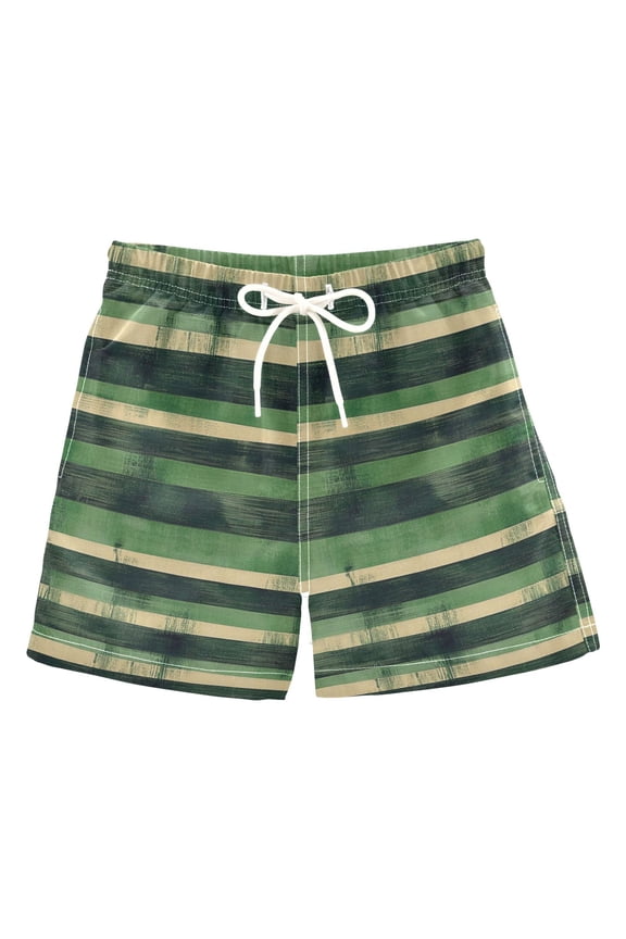 Green Lines Blurred Boys Swim Trunks Quick Dry Boy Swim Shorts for 3-14 Years