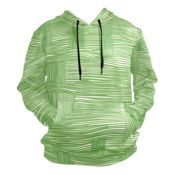 Green Lines Stripes Men’s Hoodies Sweatshirt Fleece Jackets Long Sleeve Sweatshirts