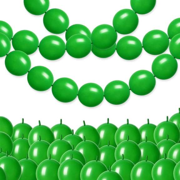 Green Link Balloons 100PCS 6 Inch Quick Linking Latex Connected Tails Balloon Arch Wall Chain for Engagement Wedding Baby Shower Birthday Graduation Decorations