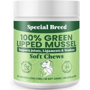 Green Lipped Mussel for Dogs & Cats - 60 Soft Chews - New Zealand Green Lipped Mussels - Natural Hip & Joint Supplement for Joints, Tendons, Ligaments, Muscles
