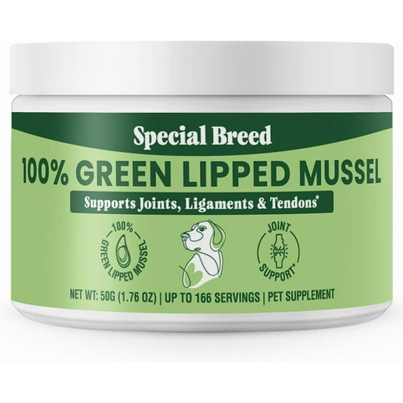 Green Lipped Mussel Powder for Dogs & Cats - 100% New Zealand Green Lipped Mussels - Natural Hip & Joint Supplement for Joints, Tendons, Ligaments, Muscles - 50 Grams - Up to 166 Servings