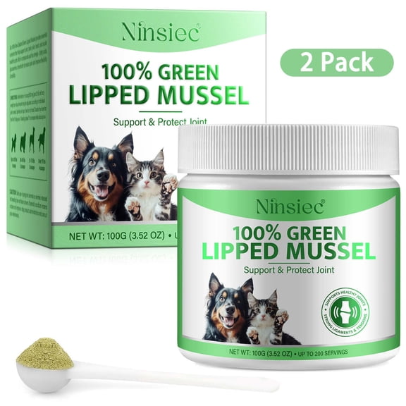 Green Lipped Mussel Powder for Dogs - to Help Pet Deal with Arthritis, Joint Pain Relief - 2Pack