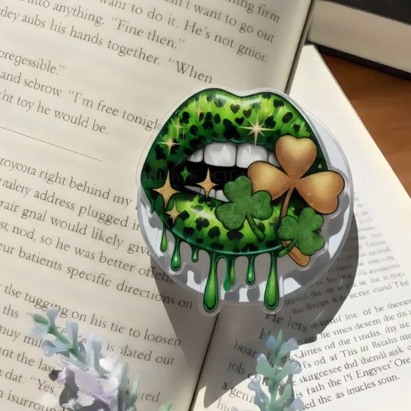 Green Lips Phone Grip, Patrick's Day Holder, Lucky Irish Day Phone Grip