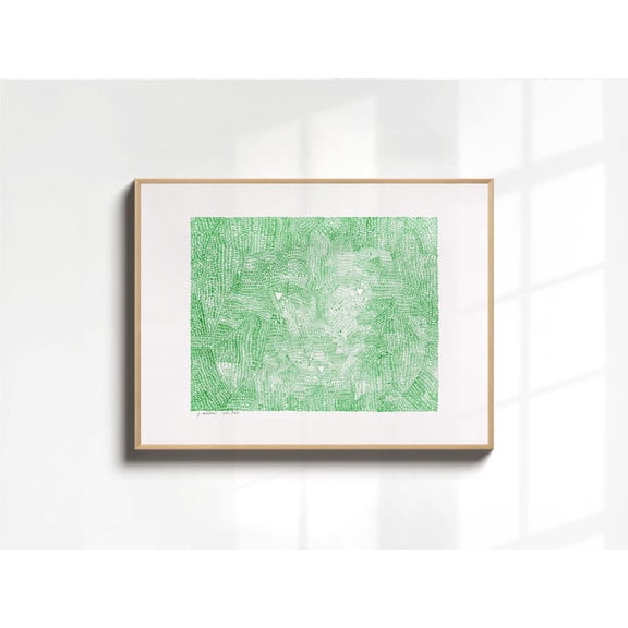 Green Lithography Wall Art Poster, Abstract, Vintage Original Lithograph Poster, Emerald Green Minimalist Hidden Image Art541, Unframed Poster Size 16x24