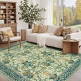 thumbnail image 1 of Green Living Room Rugs 8x10 Washable Floral Print Bedroom Rugs Soft Non Slip Large Botanical Carpet for Dining Room Low Pile Stain Resistant Indoor Farmhouse Floorcover for Home Office, 1 of 8