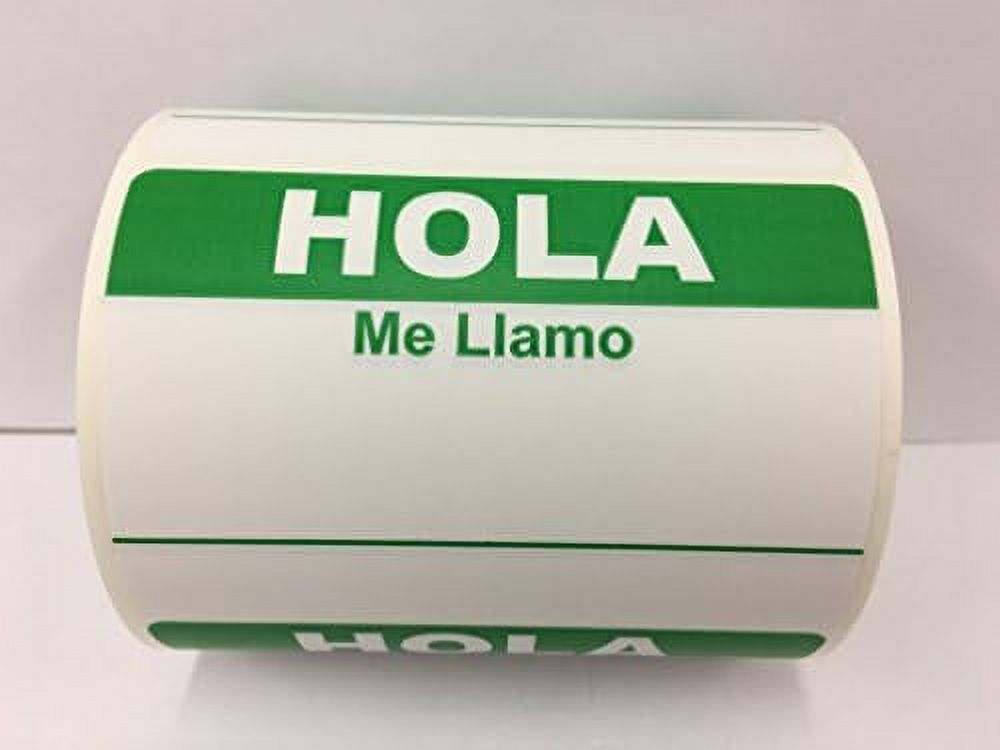 Green Llamo Labels Spanish Na Badge Identification Visitor Stickers 2”x31/2” Self