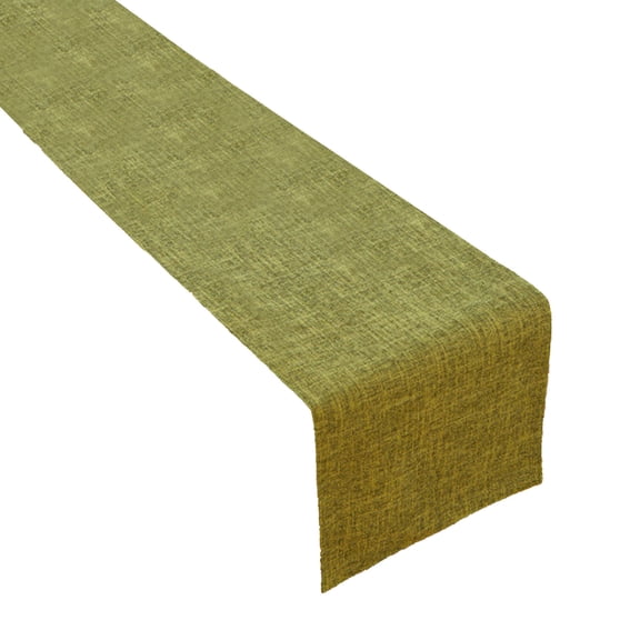 Green Long Plain Table Runner With Nylon Spandex Blend, Wrinkle Resistant Fabric And Classic Design For Wedding Table Decor And Home Dining Setting 35X157In