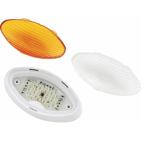 Green LongLife 12V LED Oval Porch Light with White Base