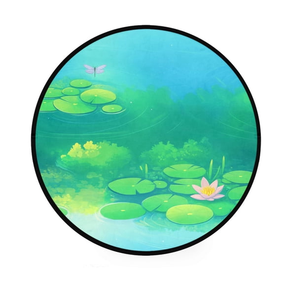 Green Lotus Memory Foam Bath Mat 36" Absorbent Rug with Non Slip Base and 4 Bonus Pads