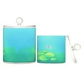 thumbnail image 1 of Green Lotus Translucent Plastic Cotton Swabs Canisters Large Medium Set, 1 of 6