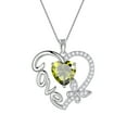 thumbnail image 1 of Juwaliy Green Love Heart Necklace Butterfly August Birthstone Necklace Peridot CZ 925 Sterling Silver Pendant Jewelry Women Christmas Birthday Mother's Day Gift, 1 of 10