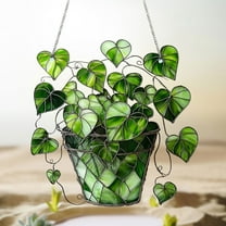 Green Love Potted Pendant, Dainty Glass Heart Shaped Valentine's Day Gift, Window Fireplace Car Decoration Pendants, Romantic Gift for Him