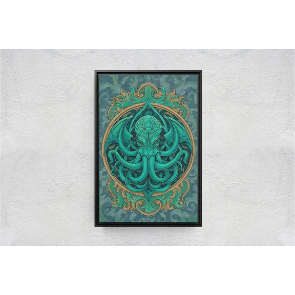 Green Lovecraftian Octopus Classic Accent Wall Decor Unframed Paper Print