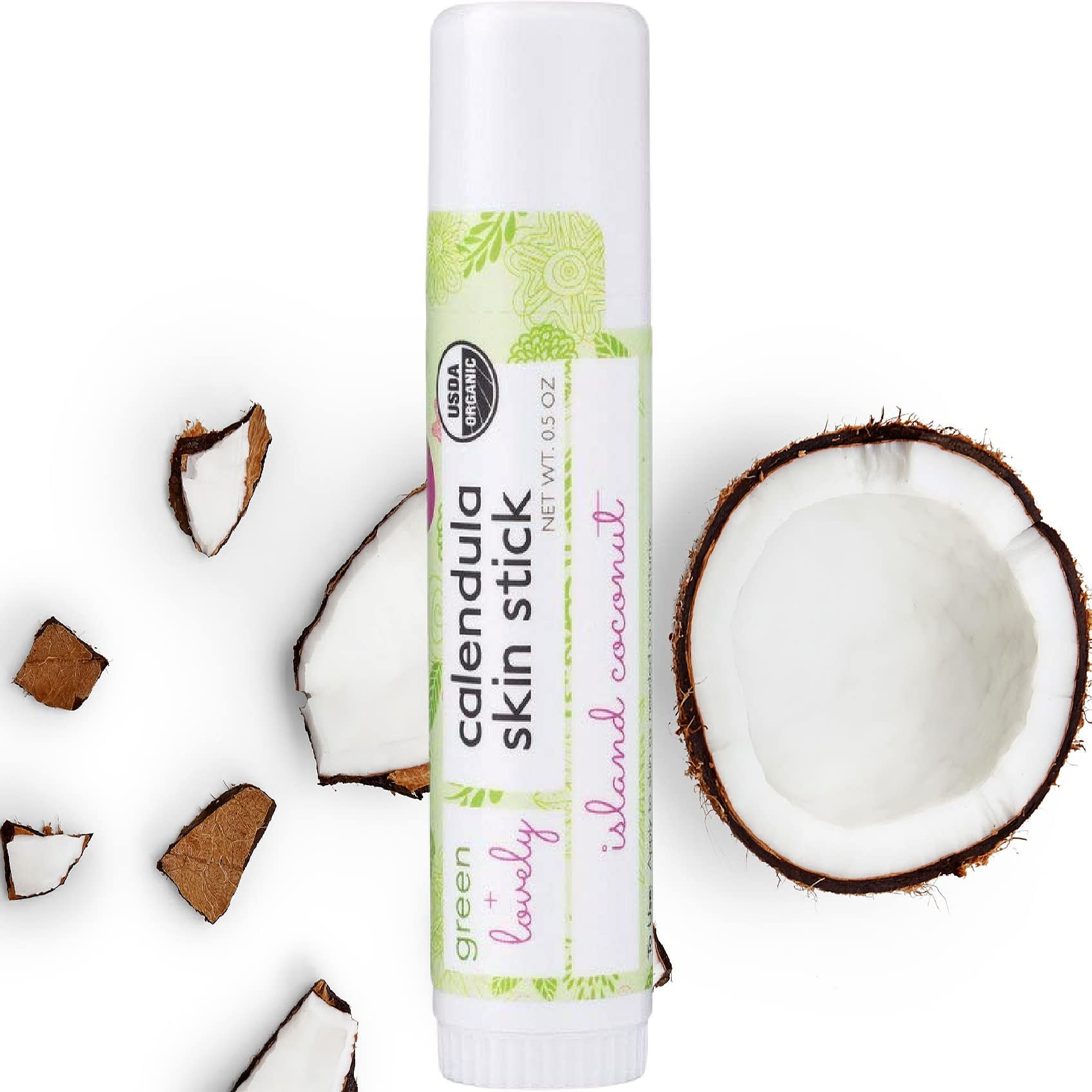 Green+Lovely Calendula Skin Stick Organic Lotion Sticks Moisturizing Balm Ointment Salve Multipurpose Hand Cream Body Bar, 0.5 oz., Summer Tangerine (2 Tube Set)