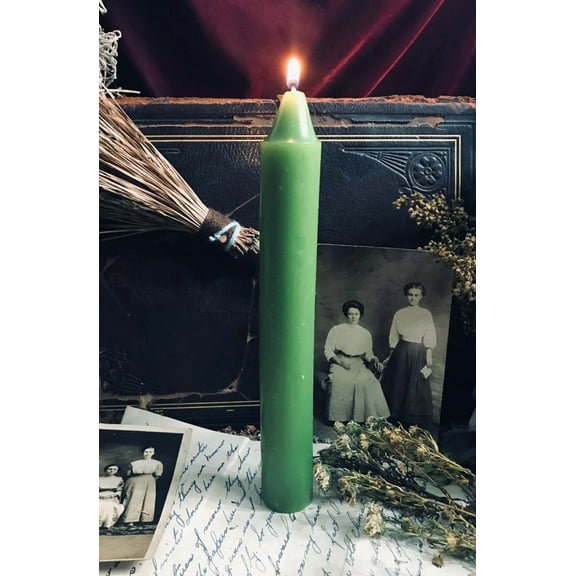Green Luck Prosperity Pack of 12 Wicca Occult Witch Ritual Spell Chime Candles