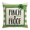 thumbnail image 1 of Green Lucky Charm Pillow Covers for March Holiday Home Outdoor Decor Sofa, Hello Shamrocks St Patricks Day Throw Pillow Covers Clover Hat Cotton Linen Cushion Case, 1 of 4