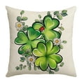 thumbnail image 1 of Green Lucky Charm Pillow Covers for March Holiday Home Outdoor Decor Sofa, Hello Shamrocks St Patricks Day Throw Pillow Covers Clover Hat Cotton Linen Cushion Case, 1 of 4