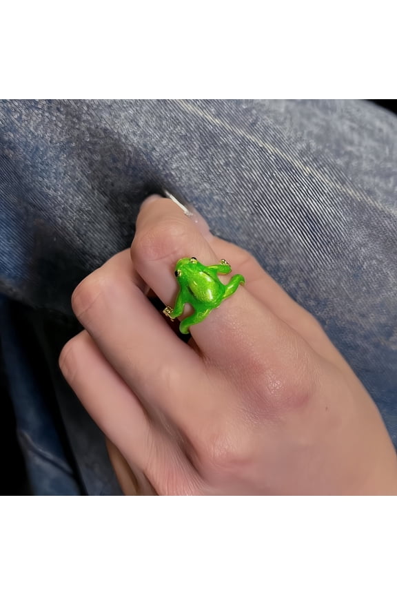 (Green)Lucky Leap Frog Ring - A symbol of energy and good luck for couples or friendship, perfect for everyday outdoor gifts