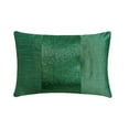 thumbnail image 1 of Green Lumbar Pillow Cover, Metallic Beaded Centered Sparkly Lumbar Pillow Cover, 12x14 inch (30x35 cm) Lumbar Pillow Cover, Silk Striped Lumbar Pillow Cover Solid - Green Center, 1 of 6