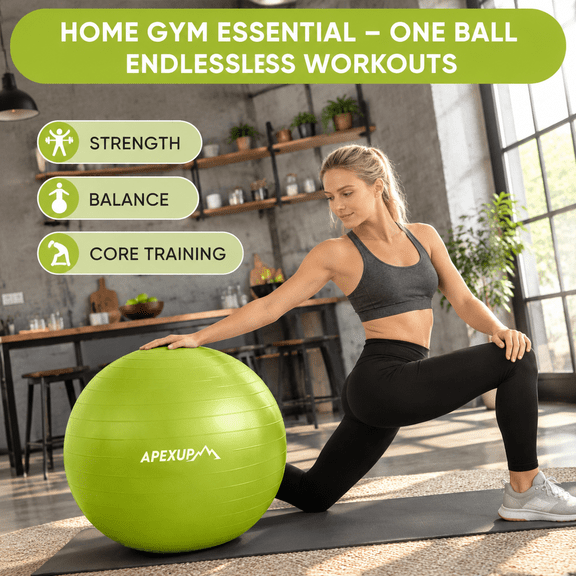 Green M (19"~22") 55cm Anti-Burst Yoga Exercise Ball with Pump