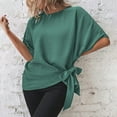 thumbnail image 1 of Green M WIZUTIZ Short Sleeve Shirts for Women up to 50% Off Casual Plain Retro Fluffy Tops Solid Oversize Short Sleeve Tshirts Plus Crew Neck Shirts Tunics Trendy Tee Athletic Ladies Tshirt T-shirt, 1 of 5