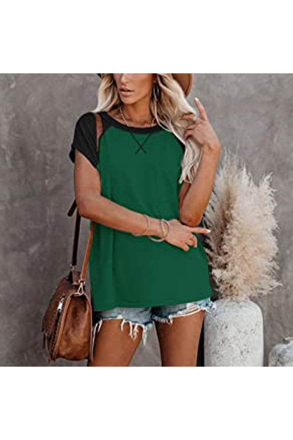 Green M WIZUTIZ Womens Blouse Holiday Saving Cotton Soft Casual Fashion Tee Short Sleeve Flowy Crew Neck T-shirt Plus Size Solid Shirts Comfy Cotton Blend Blouse Tshirt Linen Elegant Ladies Tops Tshi
