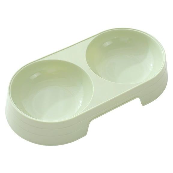 Green Macaron Pet Double Bowl Food And Water Dish For Dogs Cats Small Animals Non Slip Base Easy Clean Plastic Pet Feeding Bowl For Indoor Outdoor Use Travel Feeding Station