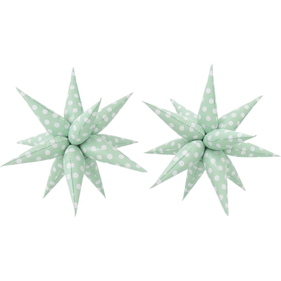 Green Macaron Polka Dot Explosion Pointed Star Foil Balloons, Candy Color Balloon for Christmas, Candyland Party, Unicorn Birthday, Easter, Rainbow Candy Themed Party Decorations