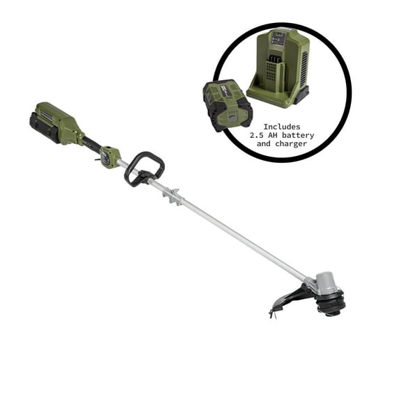 Green Machine 62V Cordless String Trimmer 16" Cut Path with 2.5 Ah Battery and Charger