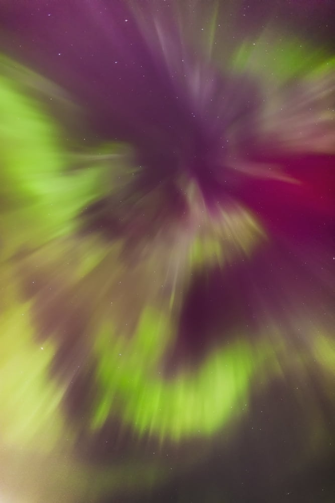 A Green And Magenta Northern Lights Corona In The Sky Above The Tony Knowles Coastal Trail Winter Anchorage Southcentral Alaska Usa Canvas Art - Kevin Smith Design Pics (12 x 19)