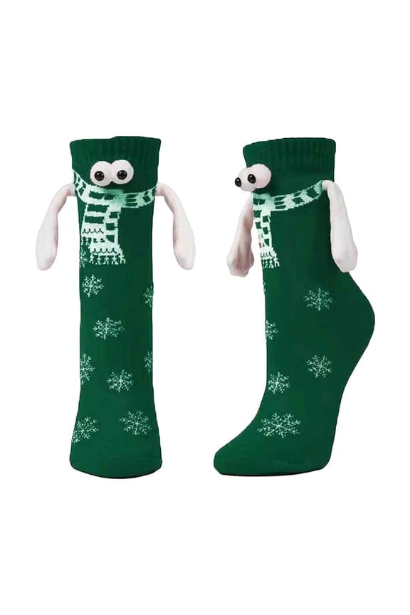 Green Magnetic Couple Socks For Autumn And Winter Christmas Long Socks With Moisture Management Feature For Exercise And Daily Use