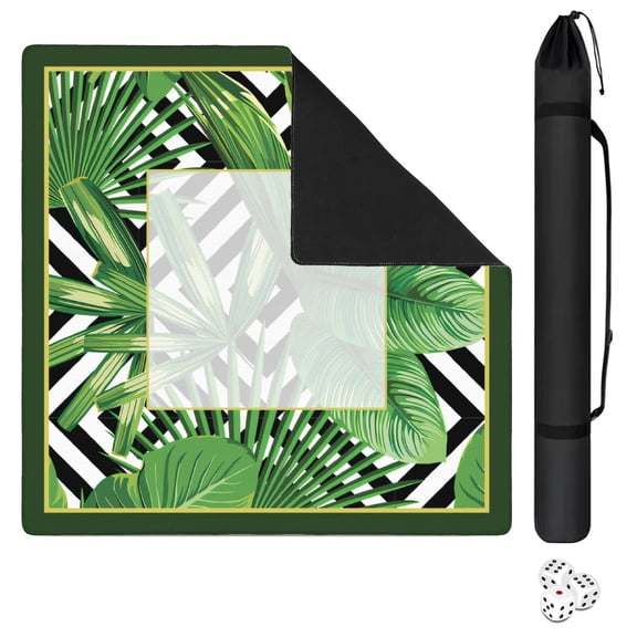 Green Mahjong Mat for Table, 31.5*31.5in Anti Slip American Mahjong Table Cloth, Noise Reduction, Neoprene Mah jongg Mat with Carrying Bag & 3 Dices, Mahjong Accessories Gift, Board Tile Games Mats