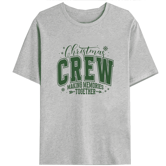 Green Making Memories Together Print Tshirts Holiday Matching Group Graphic Tees Christmas Family Shirts Casual Short Sleeve Tops Gray,M
