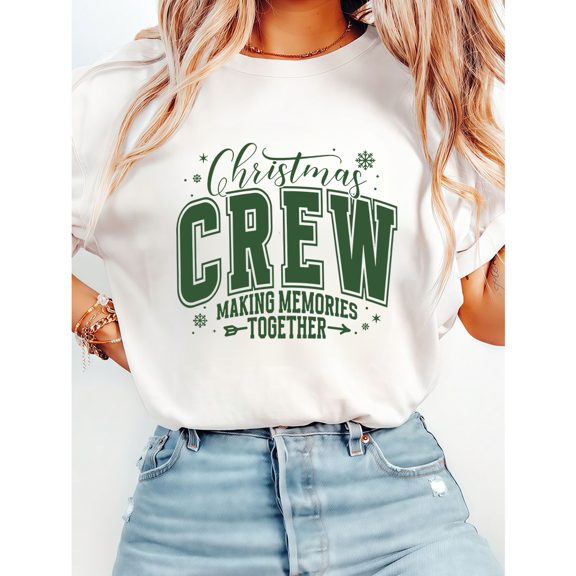 Green Making Memories Together Print Tshirts Holiday Matching Group Graphic Tees Christmas Family Shirts Casual Short Sleeve Tops White,5XL
