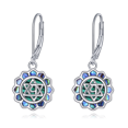 thumbnail image 1 of Green Malachite 7 Chakra Lotus Flower Earrings 925 Sterling Silver Abalone Dangle Earrings for Women Yoga om Jewelry Gifts, 1 of 6