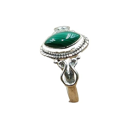 Green Malachite 925 Sterling Silver Handmade Unique Design Promise Wedding Enagagement Ring Gift Jewelry