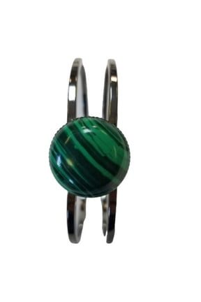 Green Malachite Gemstone Gunmetal Cuff Bracelet