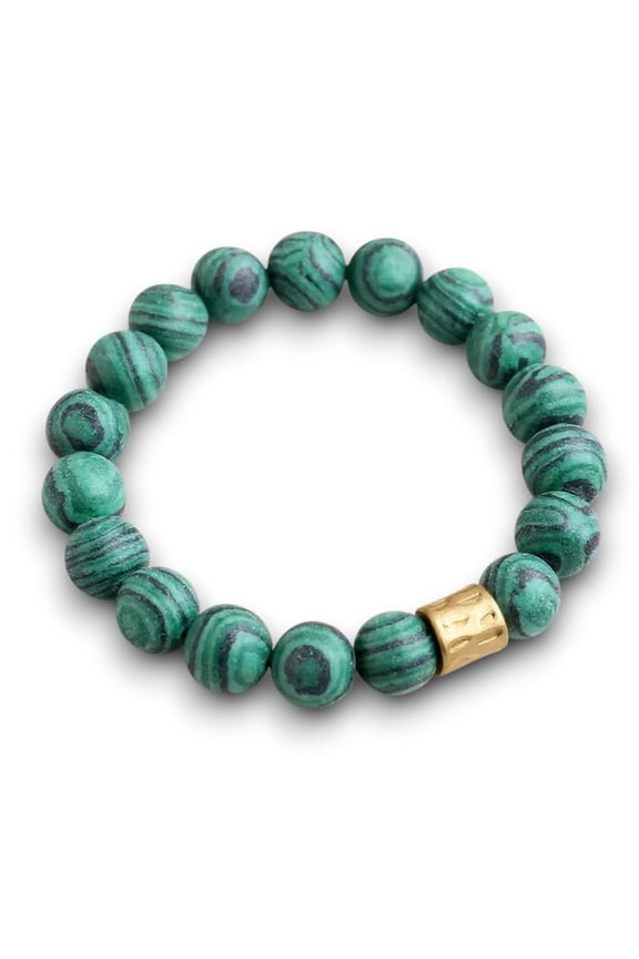 Green Malachite Genuine Semi Precious Beaded Stretch Bracelet 12mm Natural Gemstone Jewelry