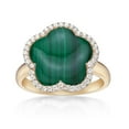 thumbnail image 1 of Green Malachite and Cubic Zirconia Five Petal Flower Ring in 925 Sterling Silver with Yellow Gold Plating Size 7 by Lavari Jewelers, 1 of 3