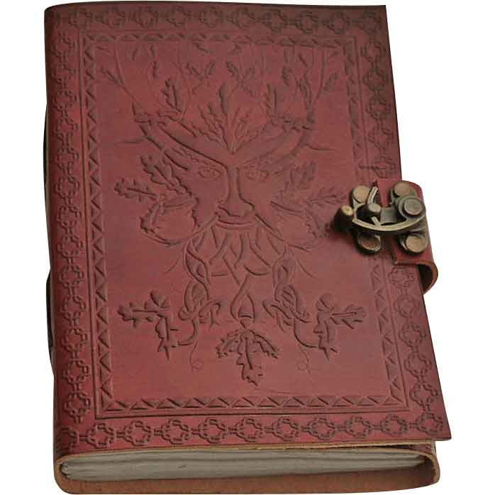 Green Man Leather Journal with Clasp by Medieval Collectibles