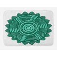 thumbnail image 1 of Green Mandala Bath Mat, Round Mandala Design with Flower Pattern Chevron Zigzag Lines and Dots, Plush Bathroom Decor Mat with Non Slip Backing, 29.5" X 17.5", Seafoam and White, by Ambesonne, 1 of 2