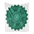 thumbnail image 1 of Green Mandala Soft Flannel Fleece Blanket, Round Mandala Design with Flower Pattern Chevron Zigzag Lines and Dots, Cozy Plush for Indoor and Outdoor Use, 50" x 70", Seafoam and White, by Ambesonne, 1 of 6