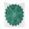 thumbnail image 1 of Green Mandala Soft Flannel Fleece Blanket, Round Mandala Design with Flower Pattern Chevron Zigzag Lines and Dots, Cozy Plush for Indoor and Outdoor Use, 50" x 60", Seafoam and White, by Ambesonne, 1 of 6